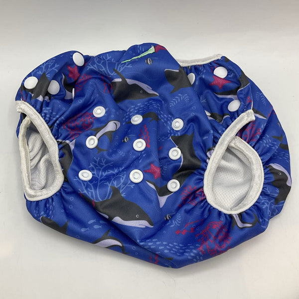 Size L: Wegreeco Blue/Colorful Sharks Swim Diaper