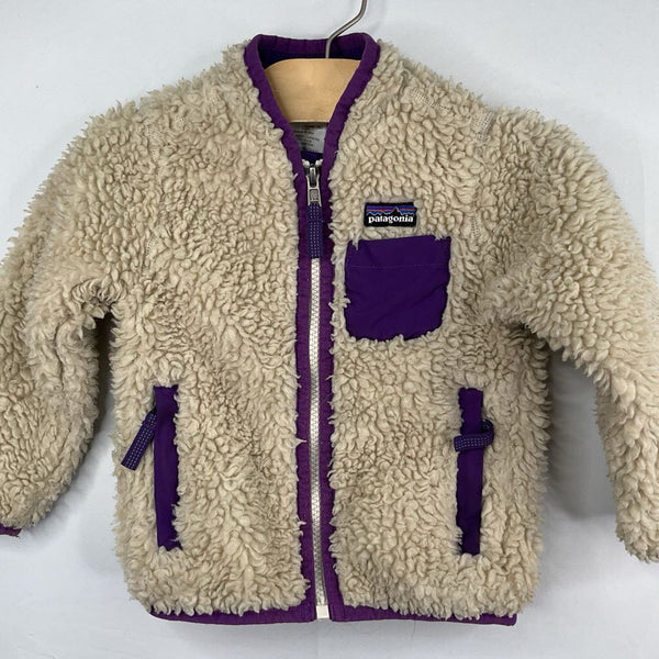 Size 18m: Patagonia Creme/Purple Trim Sherpa Zip-Up Coat