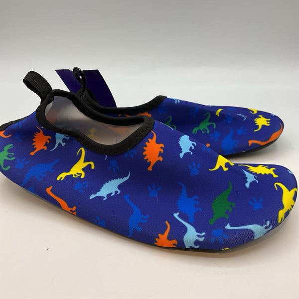 Size 1Y: Blue/Colorful Sharks Slip-On Water Shoes