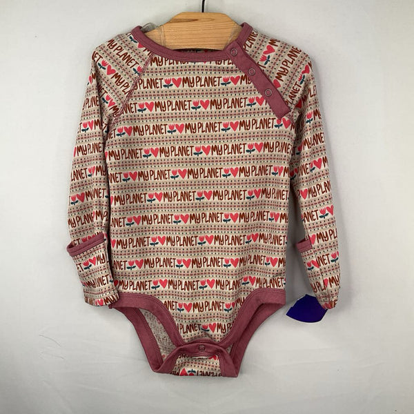 Size 12-18m: Patagonia Pink.Multicolor 'My Planet' Long Sleeve Capilene Baselayer Onesie