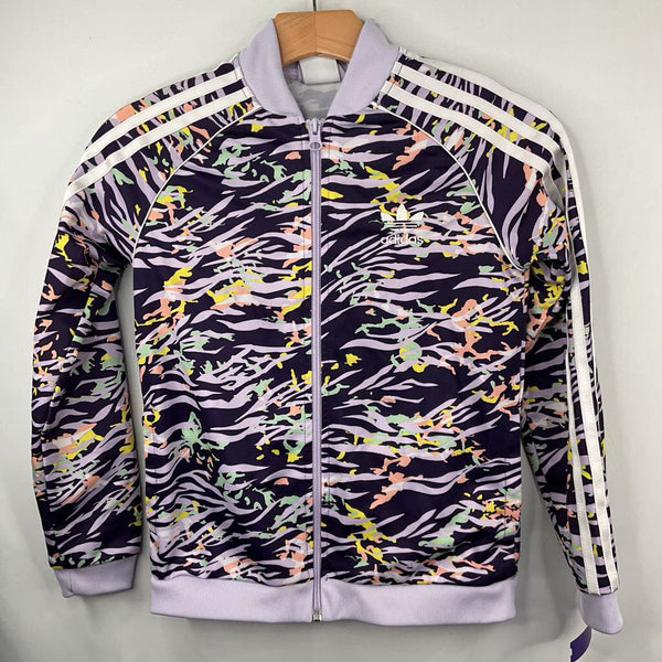 Size 8-10: Adidas Purple/Multicolor Print Zip-Up Track Jackets