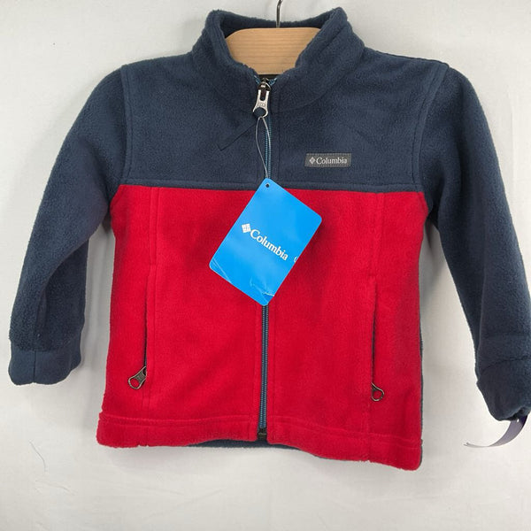 Size 2: Columbia Red/Navy Fleece Zip-Up Coat NEW w/ Tags