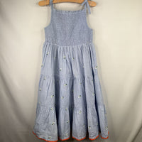 Size 5-6: Boden Blue/White/Orange Flowers/Bead Trim Sun Dress