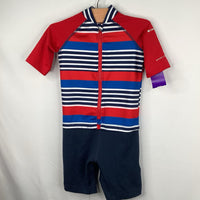 Size 3: Columbia 1pc Sun Guard Blue Red Stripes Swimsuit