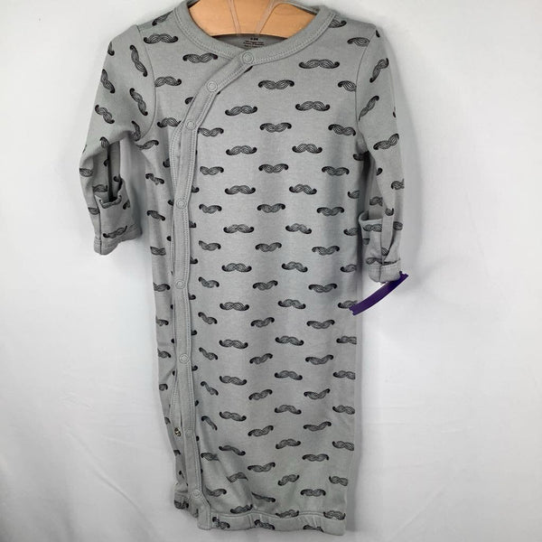 Size 0-6m: Touched by Nature Grey/Black Mustaches Snap-Up Nighty