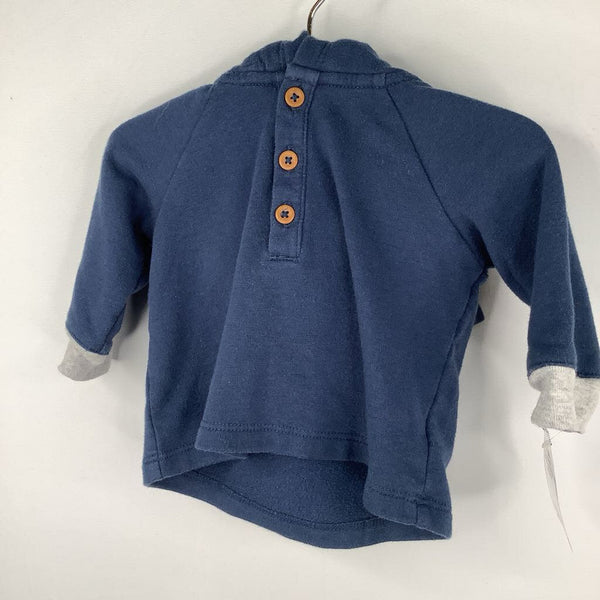 Size 3m: Nordstrom Navy/Grey Trim Teddy Ears Pullover Hoodie