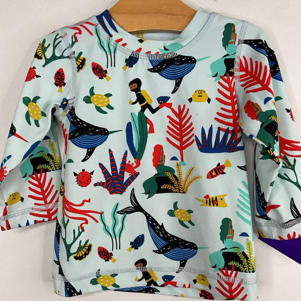 Size 6-12m (70): Hanna Andersson Blue/Colorful Ocean Lif Rash Guard