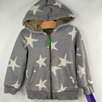 Size 3-4: Boden Grey/White Stars Sherpa Lined Zip-Up Hoodie