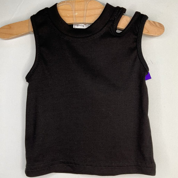 Size 2: Throwing Tiny Fits Black Ribbed Cutout Tank