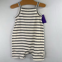 Size 3-6m: Tiny Cottons White/Navy Striped Shorty Strappy Romper