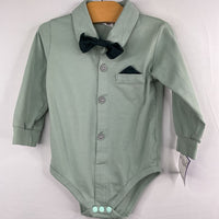 Size 12-18m: Green Bow Tie Long Sleeve Onesie