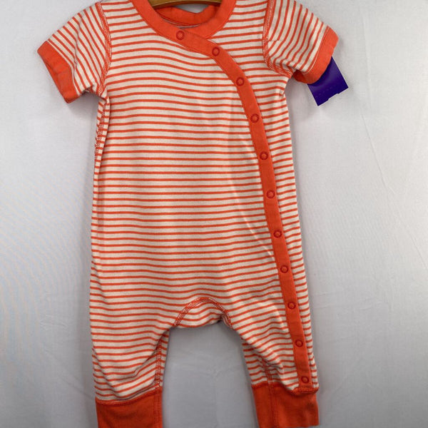 Size 6-12m (70): Hanna Andersson Creme/Orange Striped Snap-Up Romper