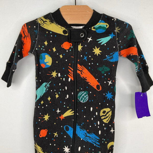 Size 0-3m (50): Hanna Andersson Blue/Colorful Space Print Organic Cotton 1pc Zip-Up PJs