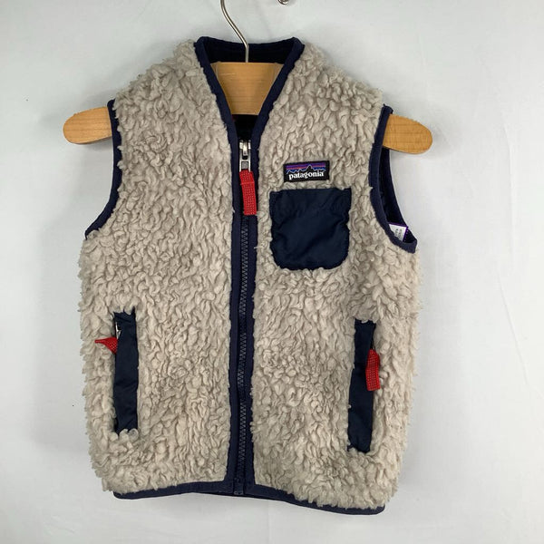 Size 12-18m: Patagonia Creme/Purple Trim Sherpa Zip-Up Vest