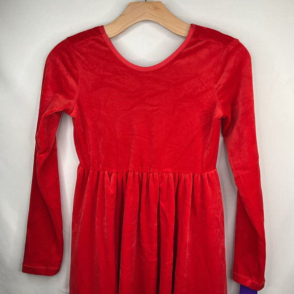 Size 10 (140): Hanna Andersson Red Velour Long Sleeve Dress