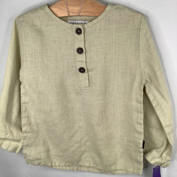 Size 6-7: Neige Green Linen 1/2 Button Tunic