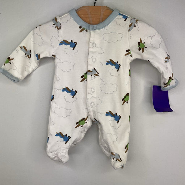 Size Preemie: Gymboree White/Multicolor Planes Snap-Up Footy Romper