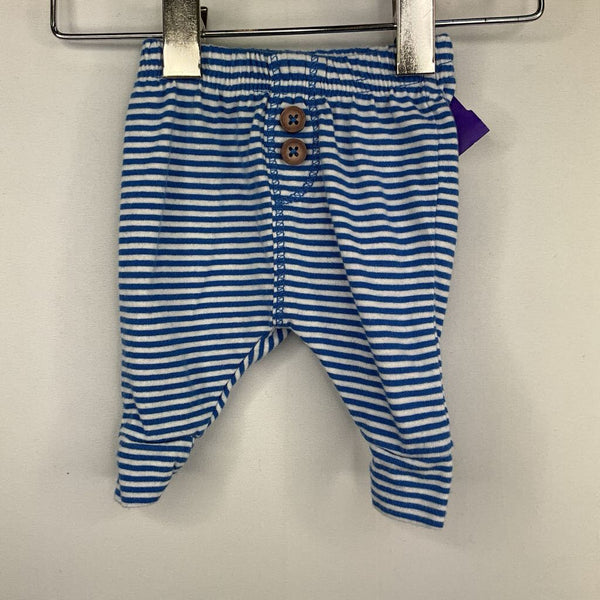 Size Preemie: Carter's Blue/White Striped Footy Cozy Pants