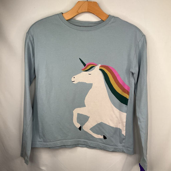 Size 10 (140): Hanna Andersson Blue/Rainbow Unicorn Long Sleeve Shirt