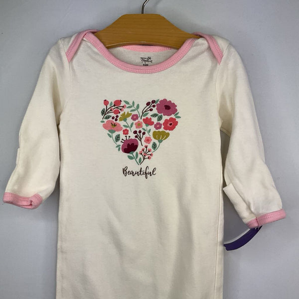 Size 0-6m: Touched by Nature Creme/Colorful Floral Heart Nighty