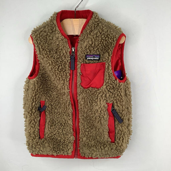 Size 12-18m: Patagonia Brown/Red Trim Sherpa Zip-Up Vest