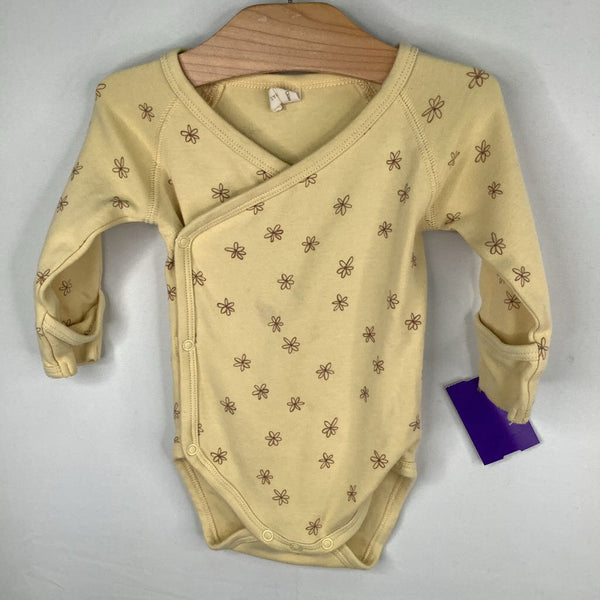 Size 3-6m: Quincy Mae Yellow/Brown Floral Long Sleeve Onesie