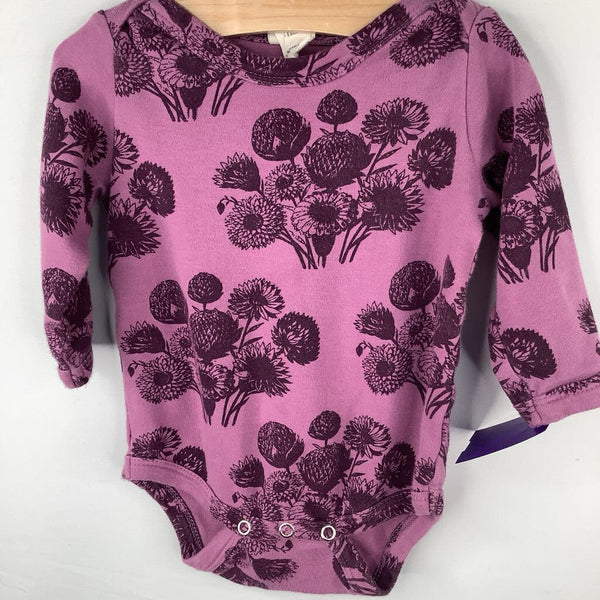 Size 3-6m: Kate Quinn Two Tone Purple Floral Long Sleeve Onesie