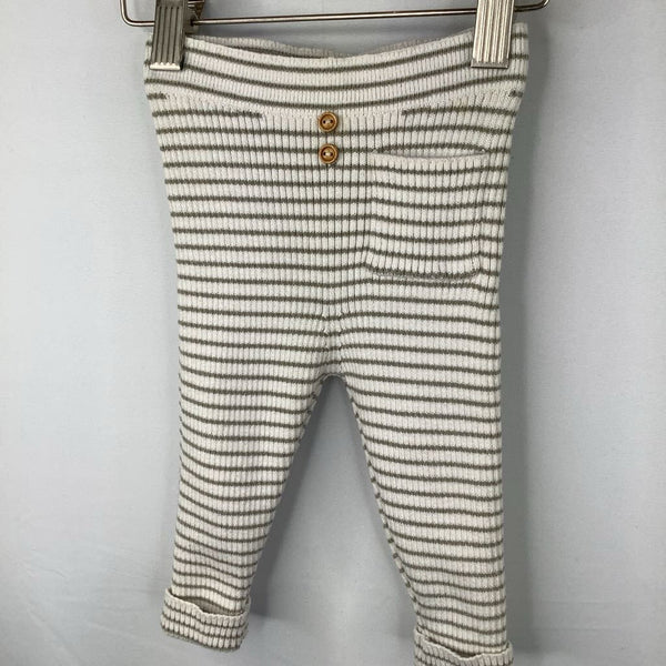 Size 6-9m: Zara Green/White Striped Knit Cozy Pants