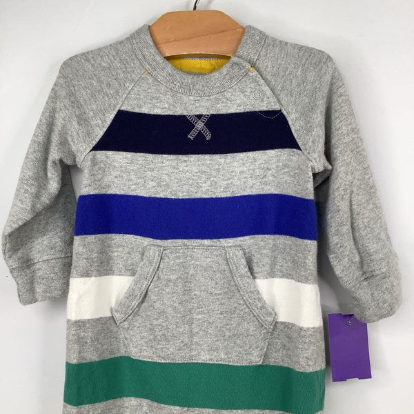 Size 6-12m: Gap Grey/Multicolor Stripes Snap-Up Romper