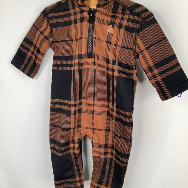 Size 0-3m: Gap Brown/Blach Hooded Snap/Zip Romper