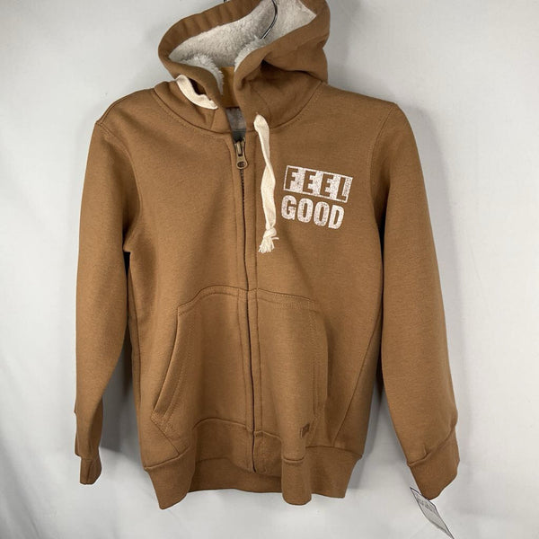 Size 4: Mimo & Co Brown/White 'Feel Good' Zip-Up Hoodie