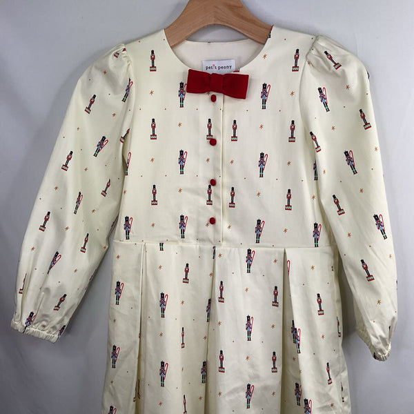 Size 10: Petit Peony Creme/Colorful Nutcrackers Long Sleeve Holiday Dress