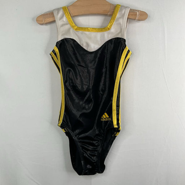 Size 6-9: (INT): Adidas Black/White/Yellow Sparkle Leotard