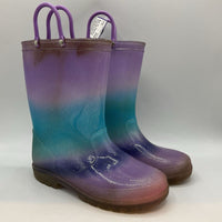 Size 2Y: Western Chief Blue/Purple Sparkle Light Up Rain Boots