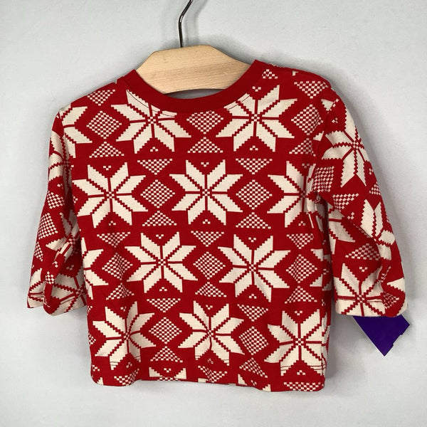 Size 6-12m (70):Hanna Andersson Red/White Snowflakes Long Sleeve Shirt