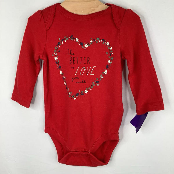 Size 3-6m: Gap Red/Colorful 'Better to Love You With...' Long Sleeve Onesie