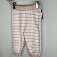 Size 6-9m: Rabbit + Bear Pink/White Striped Knit Cozy Pants