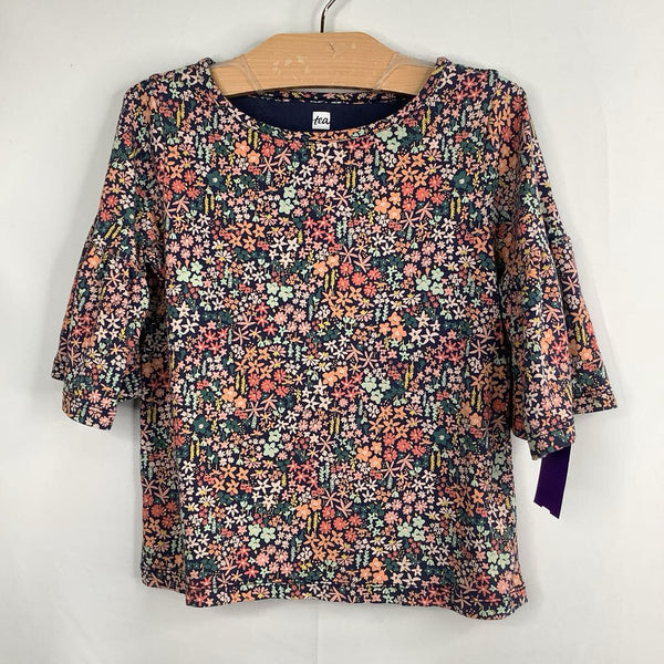 Size 7: Tea Navy/Colorful Flowers T-Shirt