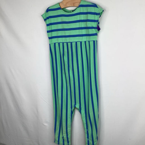 Size 12-18m: Primary Green/Blue Striped Snap-Up Romper