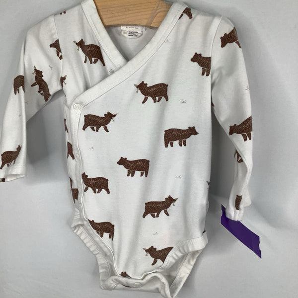 Size 6m: Firsts White/Brown Bears Long Sleeve Onesie