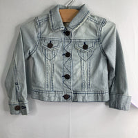 Size 2: Tucker + Tate Blue/White Striped Denim Snap-Up Jacket