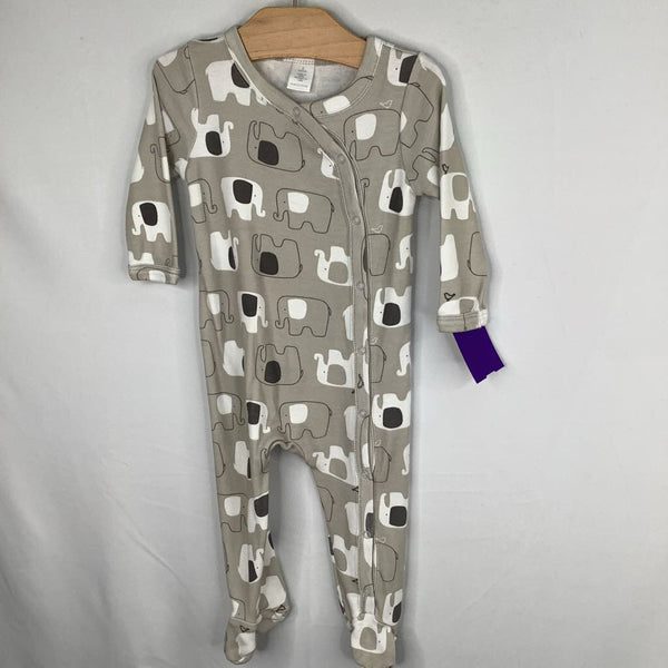 Size 3m: Nordstrom Grey/White ELephants Snap-Up Footy Romper