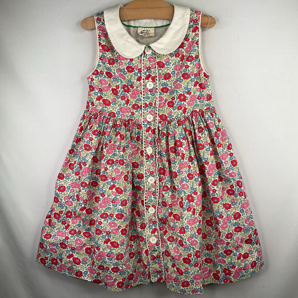 Size 6-7: Boden White/Colorful Floral Sleeveless Dress