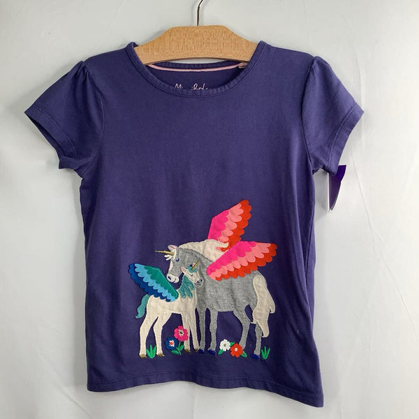 Size 6-7: Boden Blue/Colorful Unicorn Love Applique T-Shirt