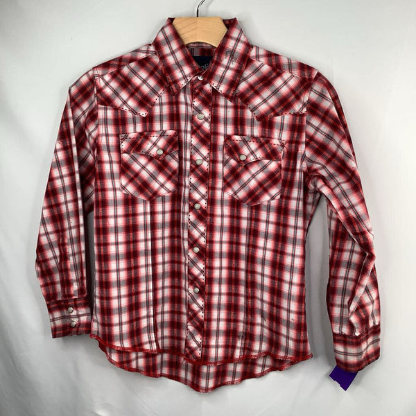 Size 7-8: Wrangler Red/White/Black Plaid Snap-Up Shirt REDUCED