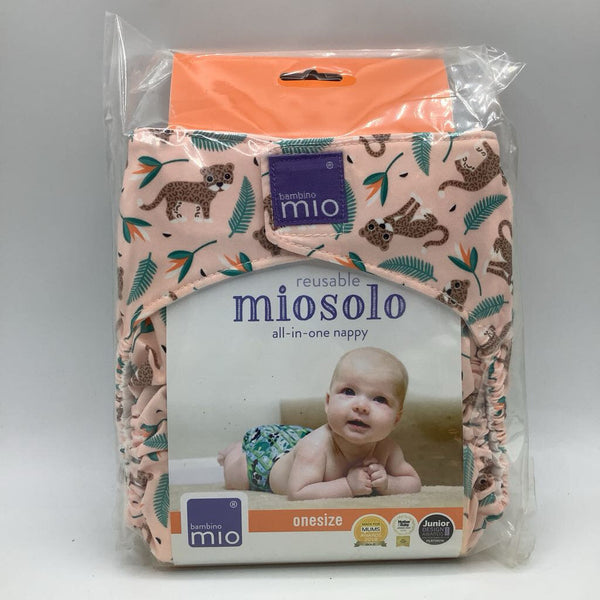 Size OS: Bambino Mio Pink/Multicolor Cheetah Print All-in-One Diaper NEW