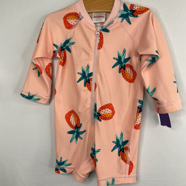 Size 6-12m (70): Hanna Andersson Pink/Orange/Green Pineapples 1pc Rash Guard Suit