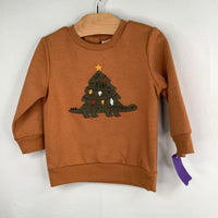 Size 9m: Petit Lem Brown/Green Christmasaurus Sweatshirt