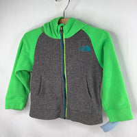 Size 2: The North Face Grey/Green Fleece Zip-Up Hoodie