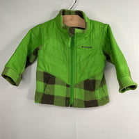 Size 3-6m: Columbia Green/Brown Plaid Fleece/Nylon Zip-Up Coat